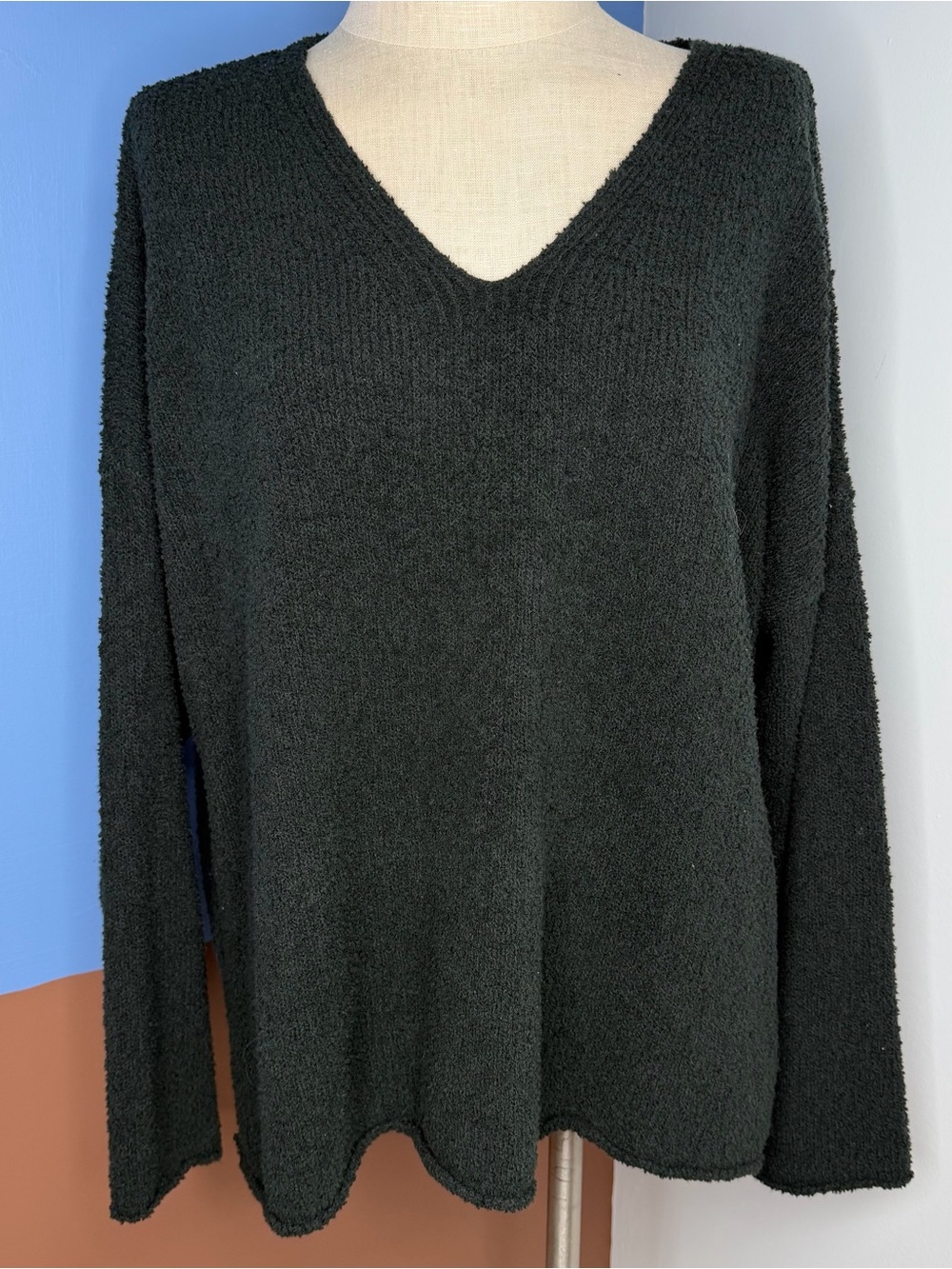 Eileen Fisher Organic Cotton Cashmere V Neck Sweater Size CL